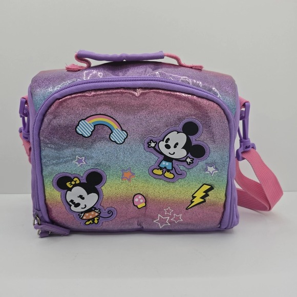 Disney Store Mickey Mouse Minnie Mouse Rainbow Purple School Lunch Tote Bag - Picture 1 of 11